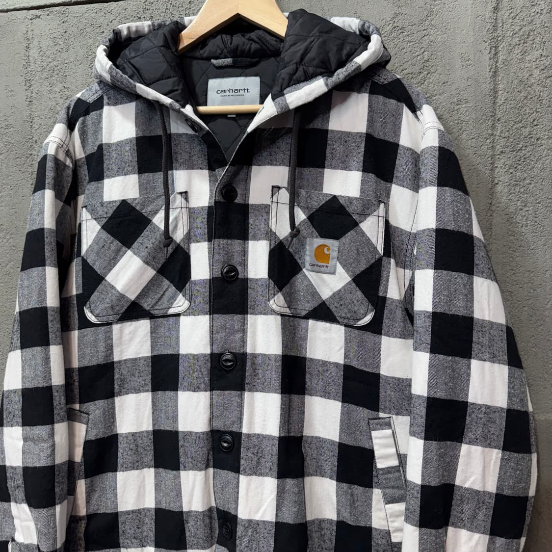 칼하트 후디드 체크 플란넬 자켓 (M)   상품이미지1