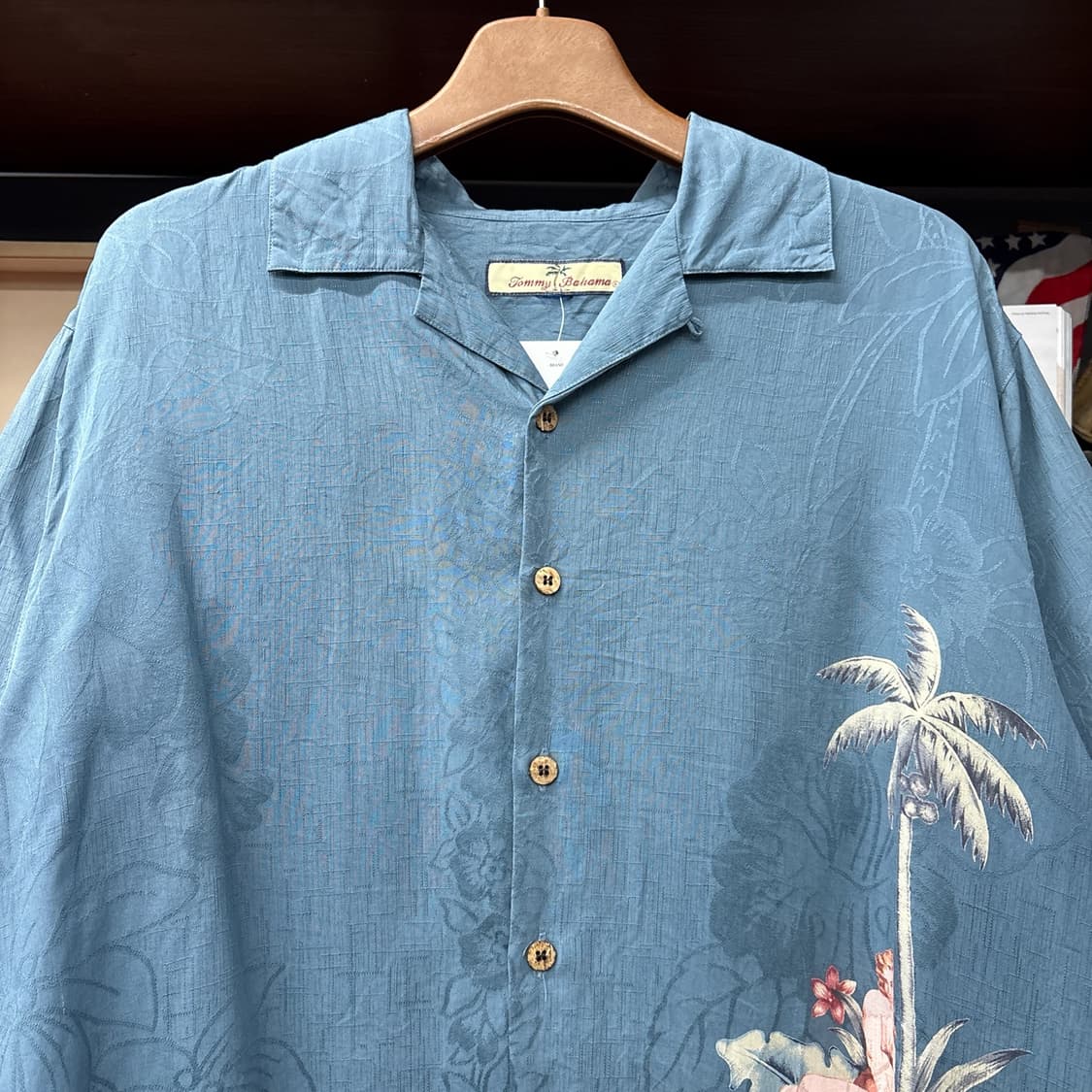 90s 토미바하마 플로럴 자카드 하와이안걸 프린팅 셔츠 N1270 상품이미지3