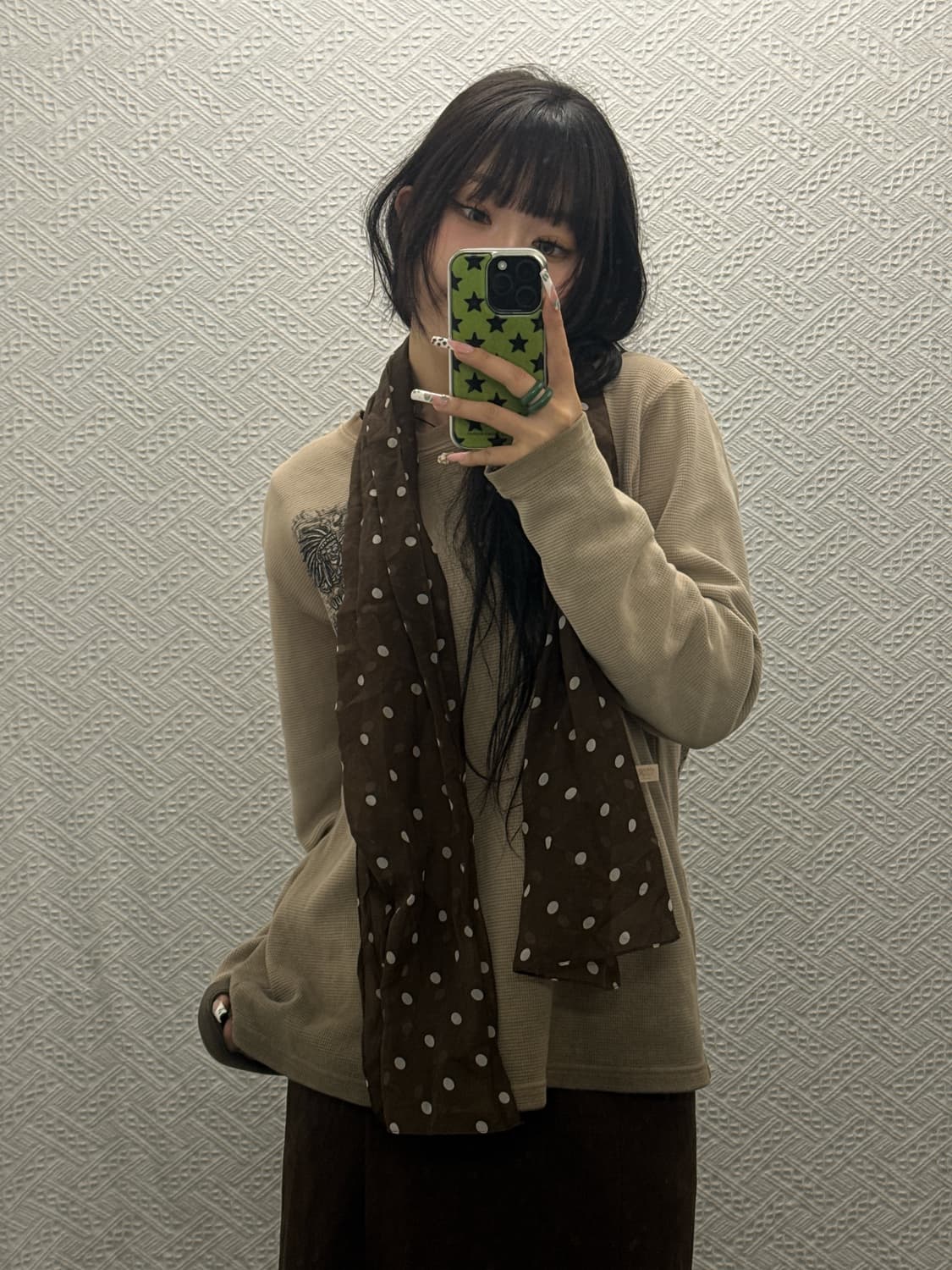 빈티지 모리걸 초코브라우니 땡땡이 도트 스카프 K0160 상품이미지2