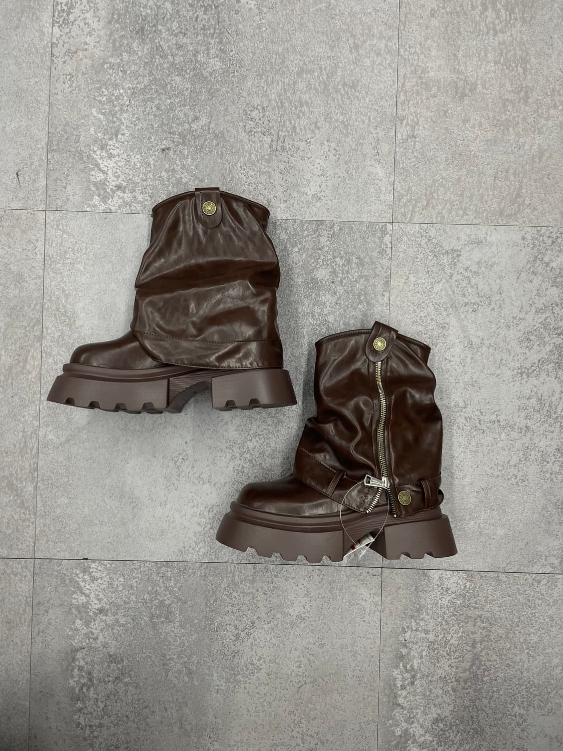 빈티지 y2k 투웨이 양털 브라운 미들 부츠 H1807 상품이미지1