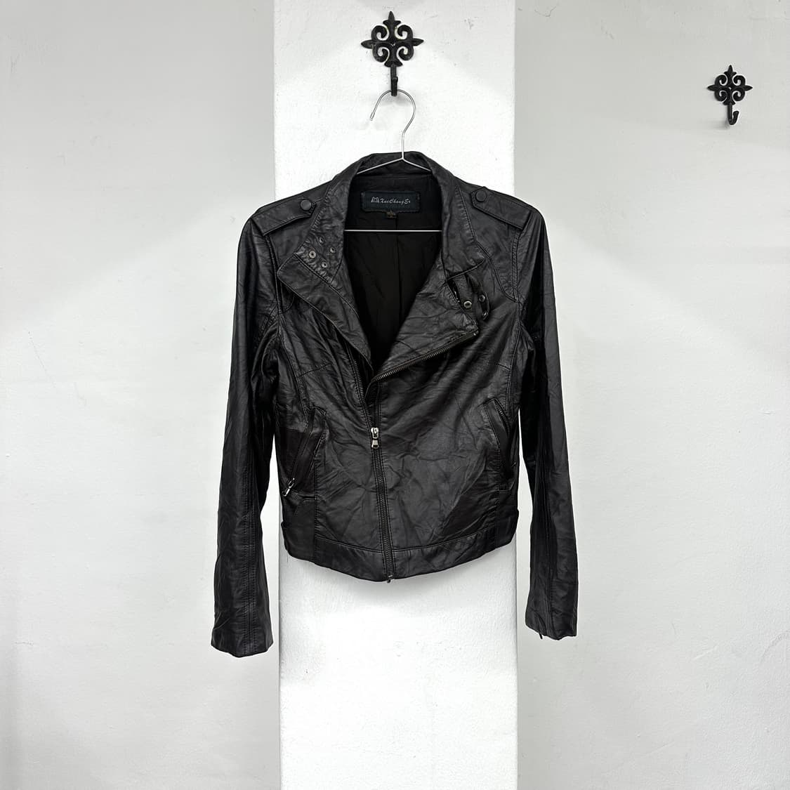 brown leather rider jacket 상품이미지3
