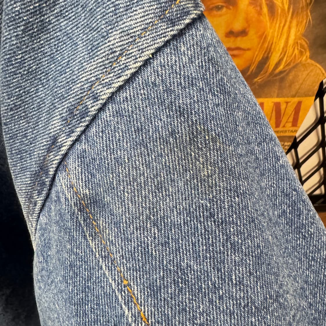 00s USA VINTAGE 데님 바시티 자켓 후면 빅로고 포인트 중청 상품이미지10