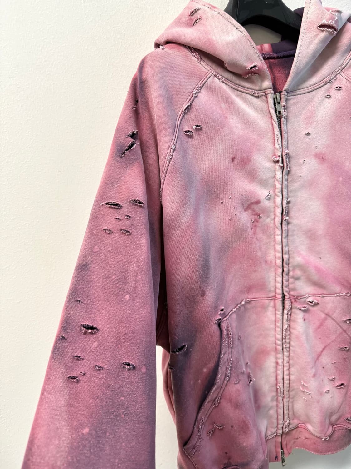(색감 탑)Distressed faded custom hoodie zip 상품이미지5