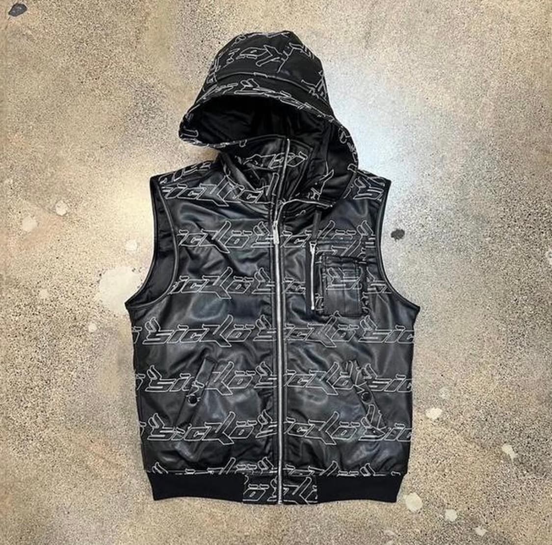 born from pain sicko 레더 후디드 베스트 상품이미지2