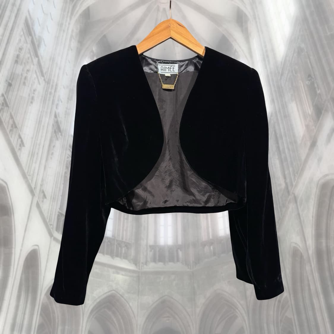 빈티지 로맨틱 블랙 벨벳 볼레로 원피스 셋업 상품이미지5