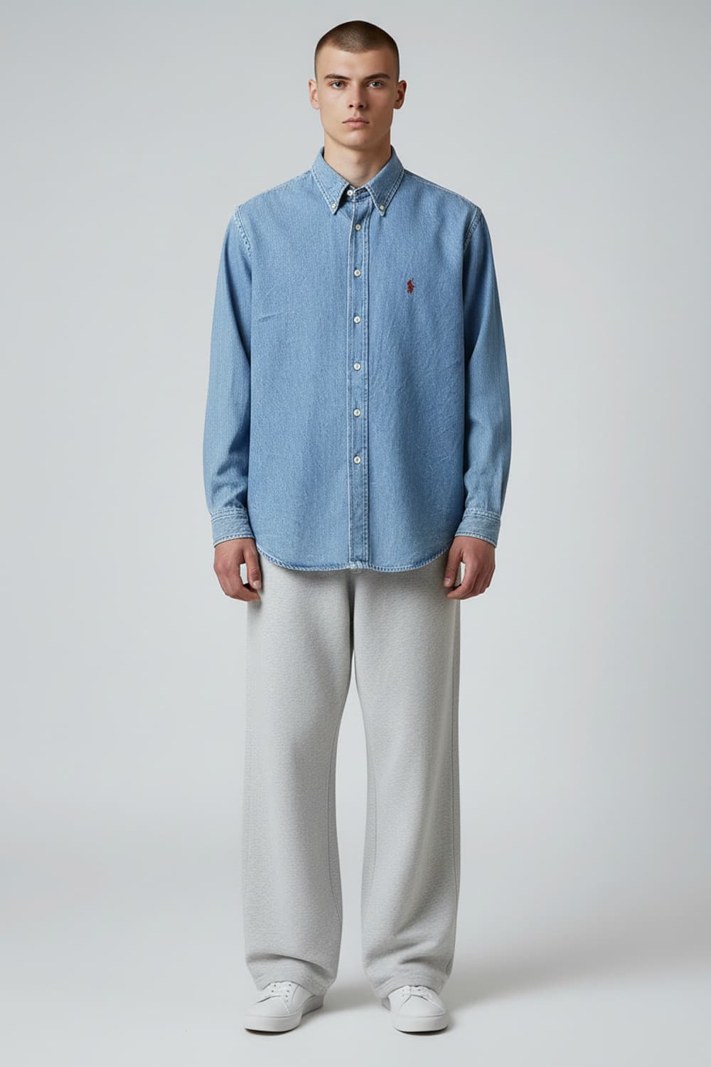 [M] 폴로 연청 레드포니 긴팔 데님셔츠 상품이미지3