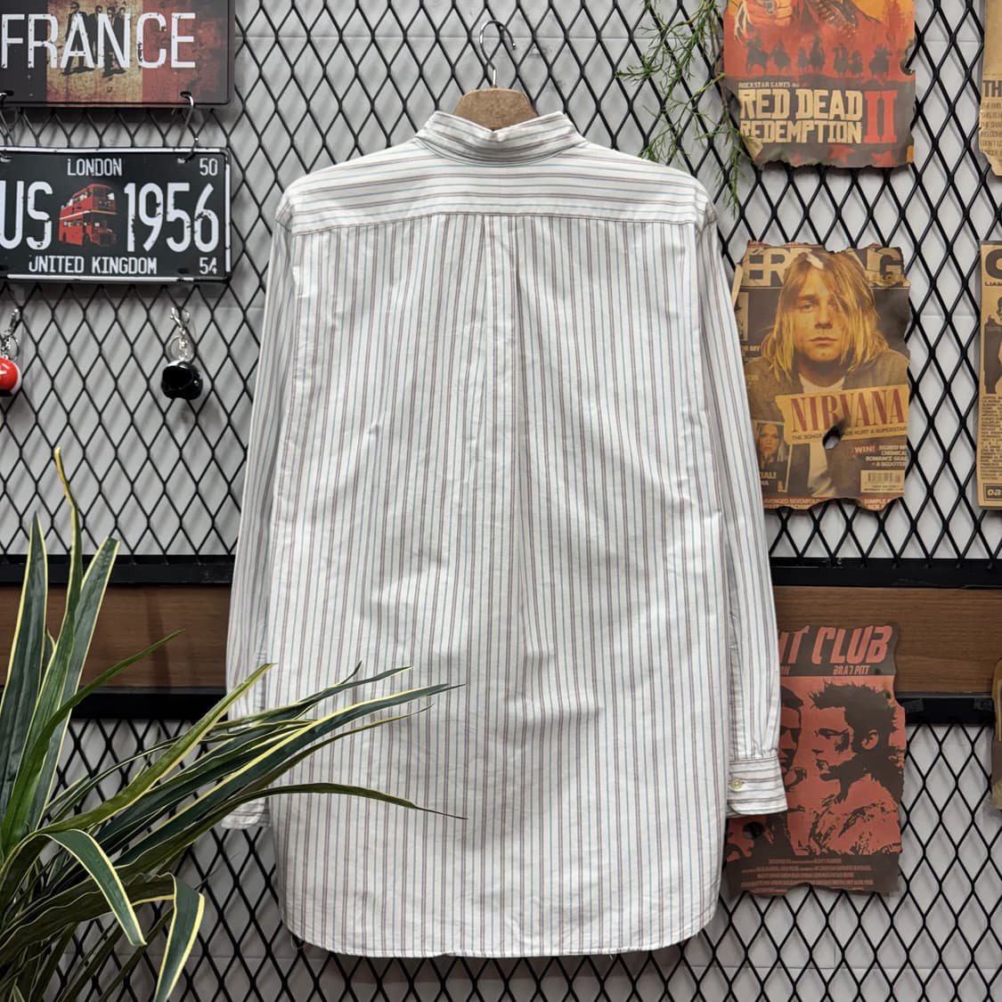 폴로 랄프로렌 스트라이프 긴팔 셔츠 네이비 포니 로고 포인트 화이트 상품이미지2