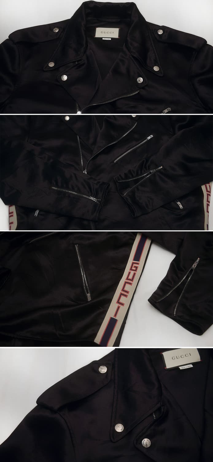 구찌 (GUCCI) 사이드 띠로고 블랙 실크 라이더 자켓 (48 / 10 상품이미지9