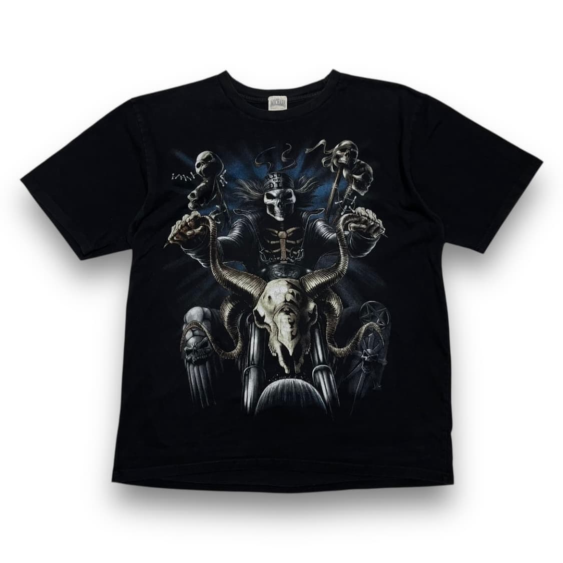 마이클 빈티지 스컬 라이더 바이커 아트 반팔 티셔츠 상품이미지1