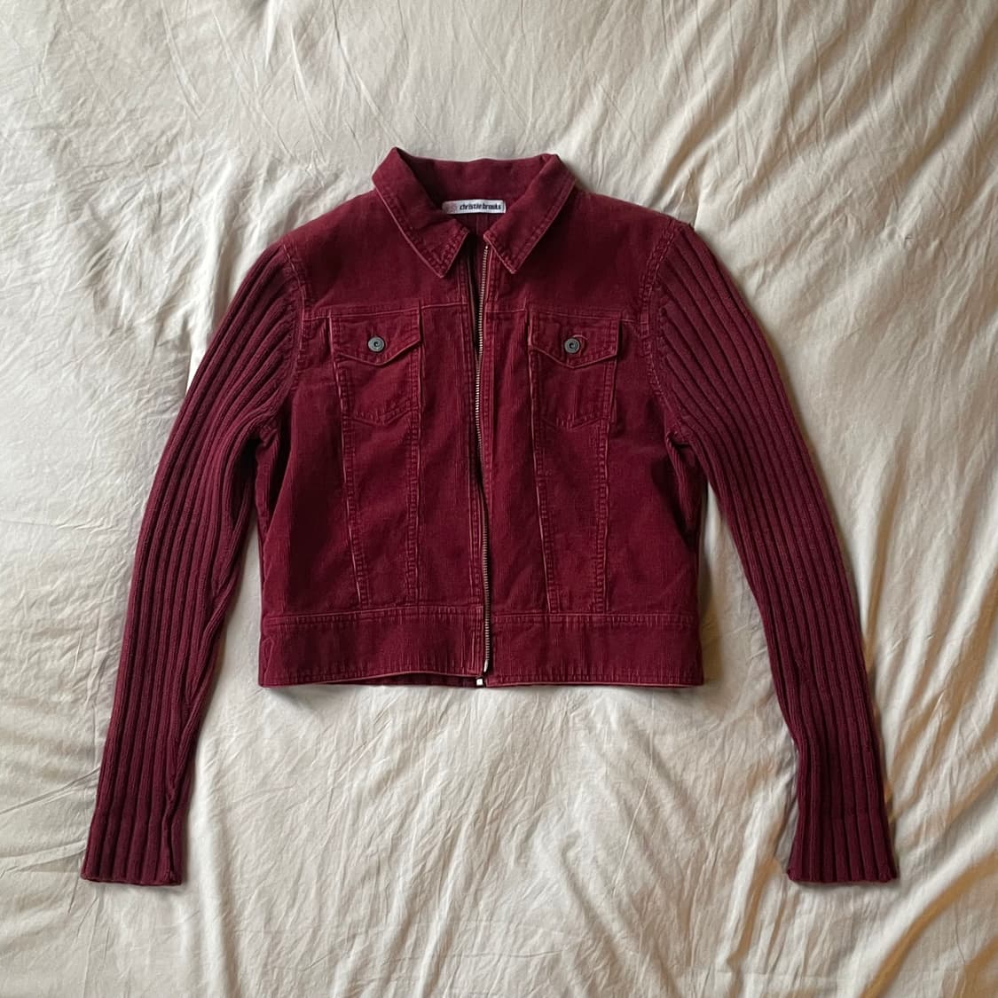 Vintage Burgundy Knit Corduroy Zip Up 상품이미지4