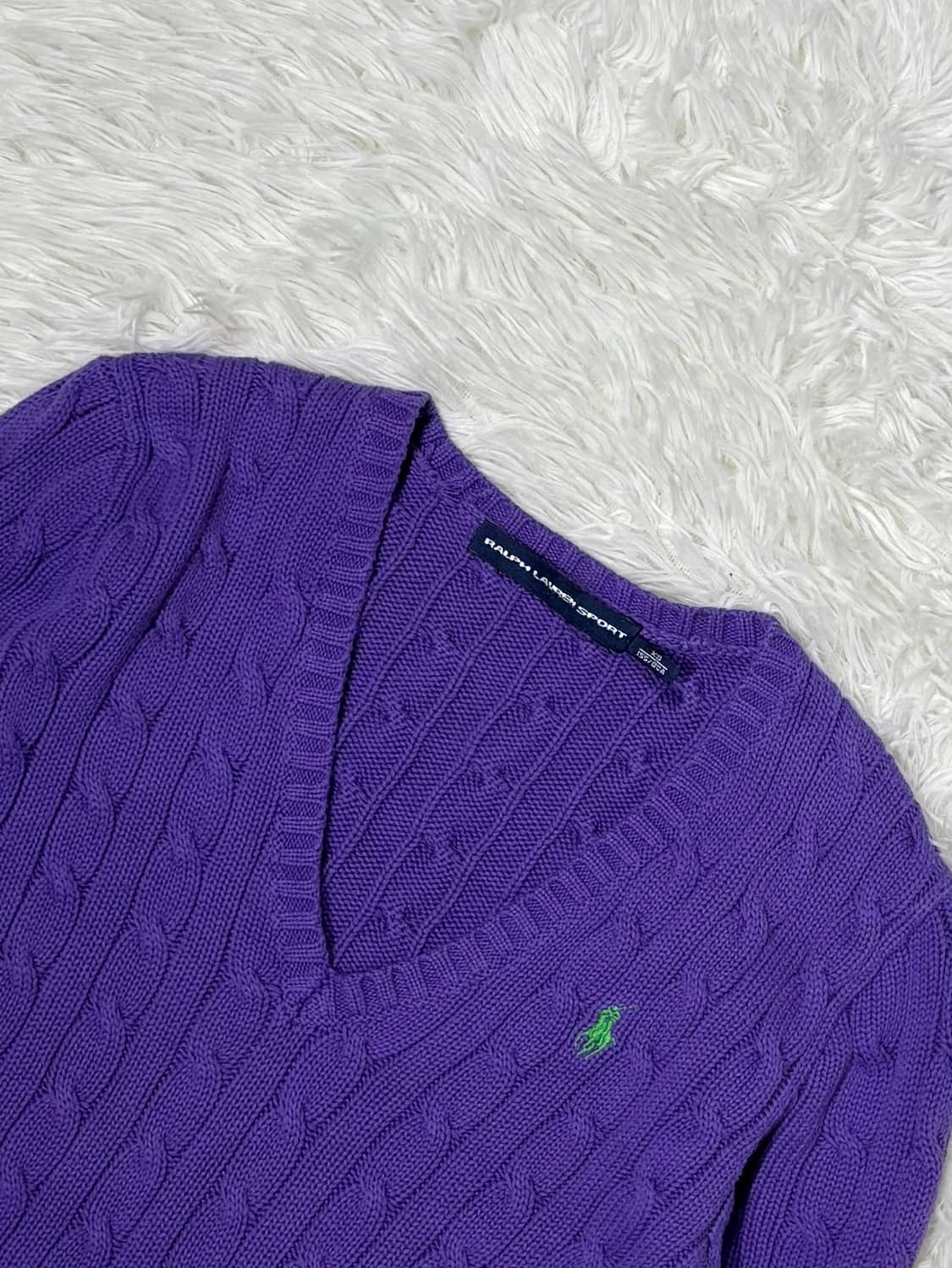 폴로랄프로렌 퍼플 브이넥 케이블 니트 상품이미지4