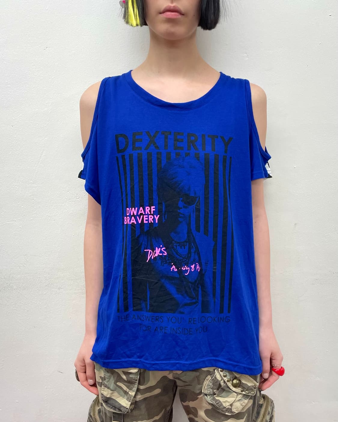 Sexy Girl Stripe Shoulder Blue T-shirt  상품이미지1