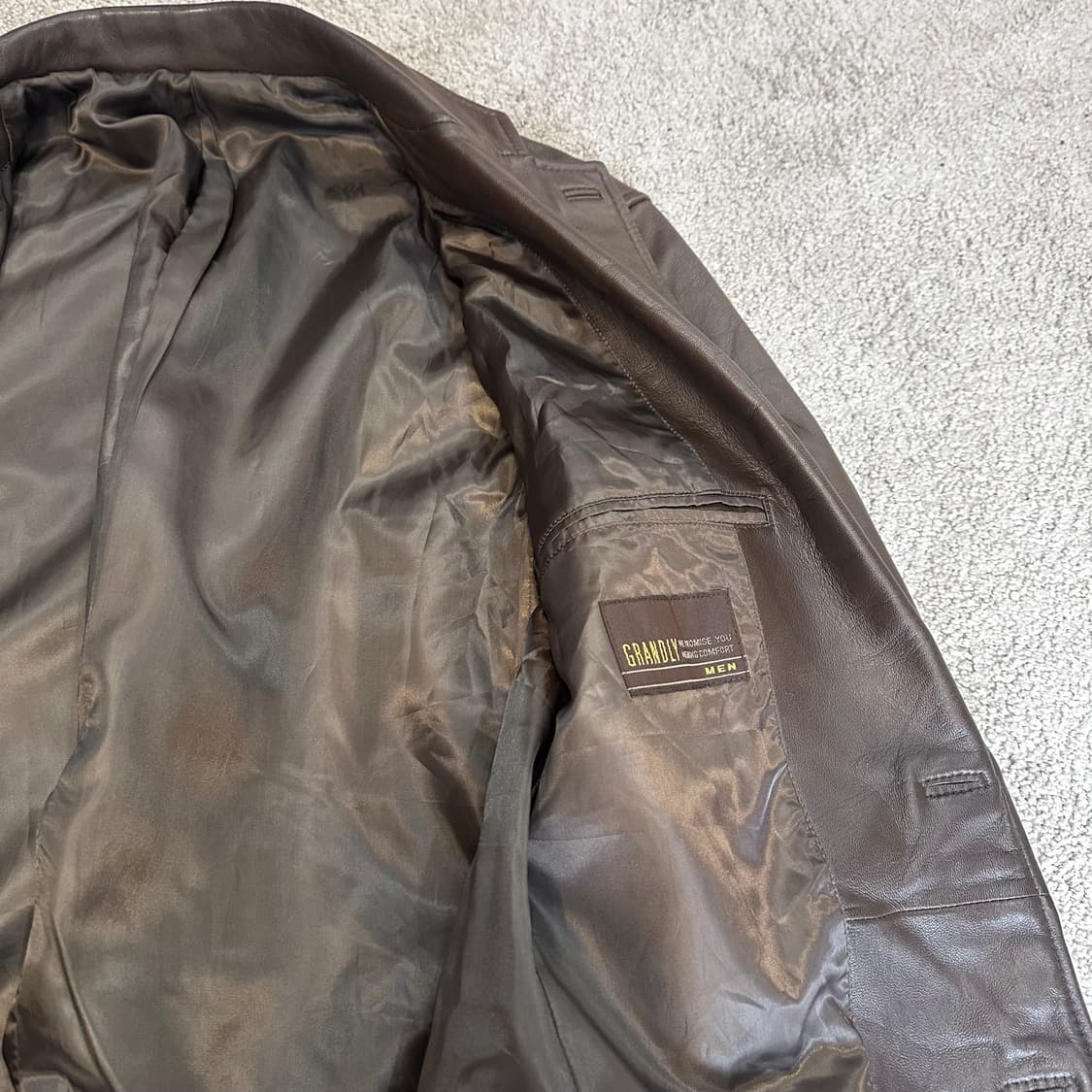 빈티지 브라운 양가죽 싱글 블레이저 자켓M 상품이미지5