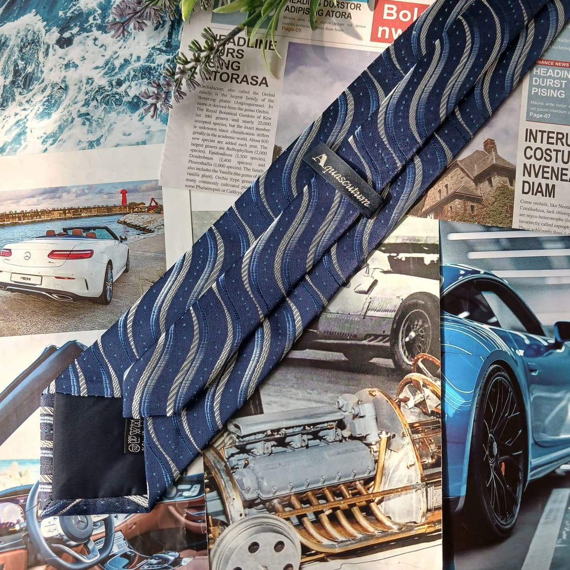 아쿠아스큐텀 실크 웨이브 스트라이프 넥타이 9cm A등급 A19790
 상품이미지6