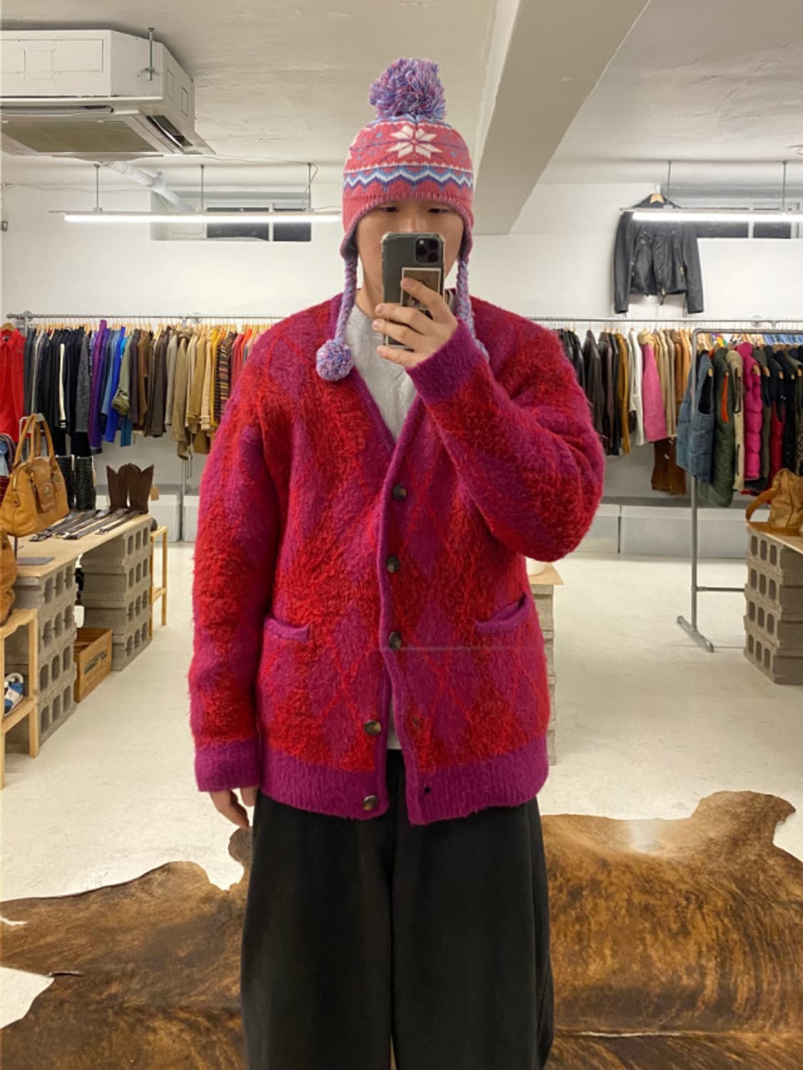 FREAK'S STORE argyle cardigan 헤어리 가디건 상품이미지1