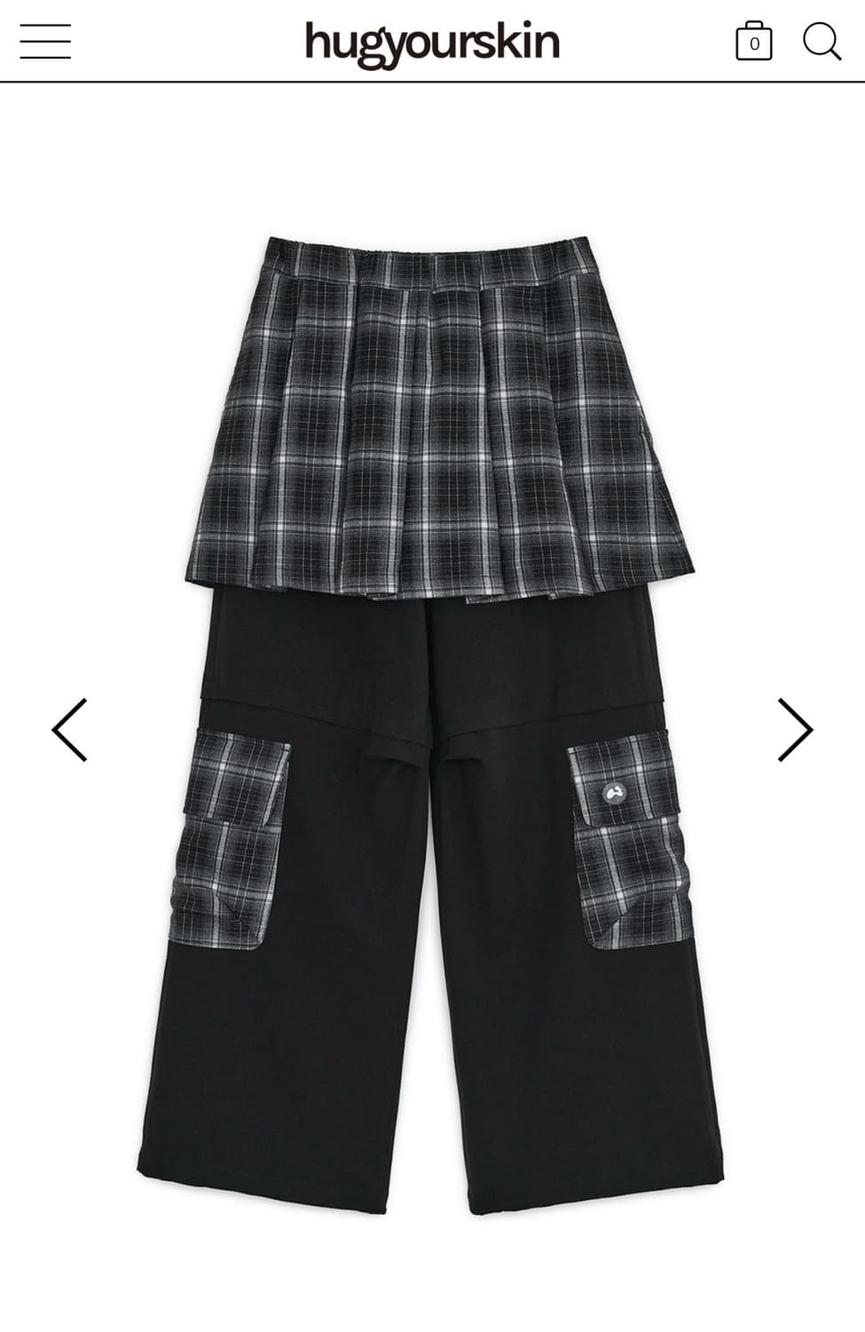 허유스 Check skirt layered cargo pants 블랙 상품이미지1