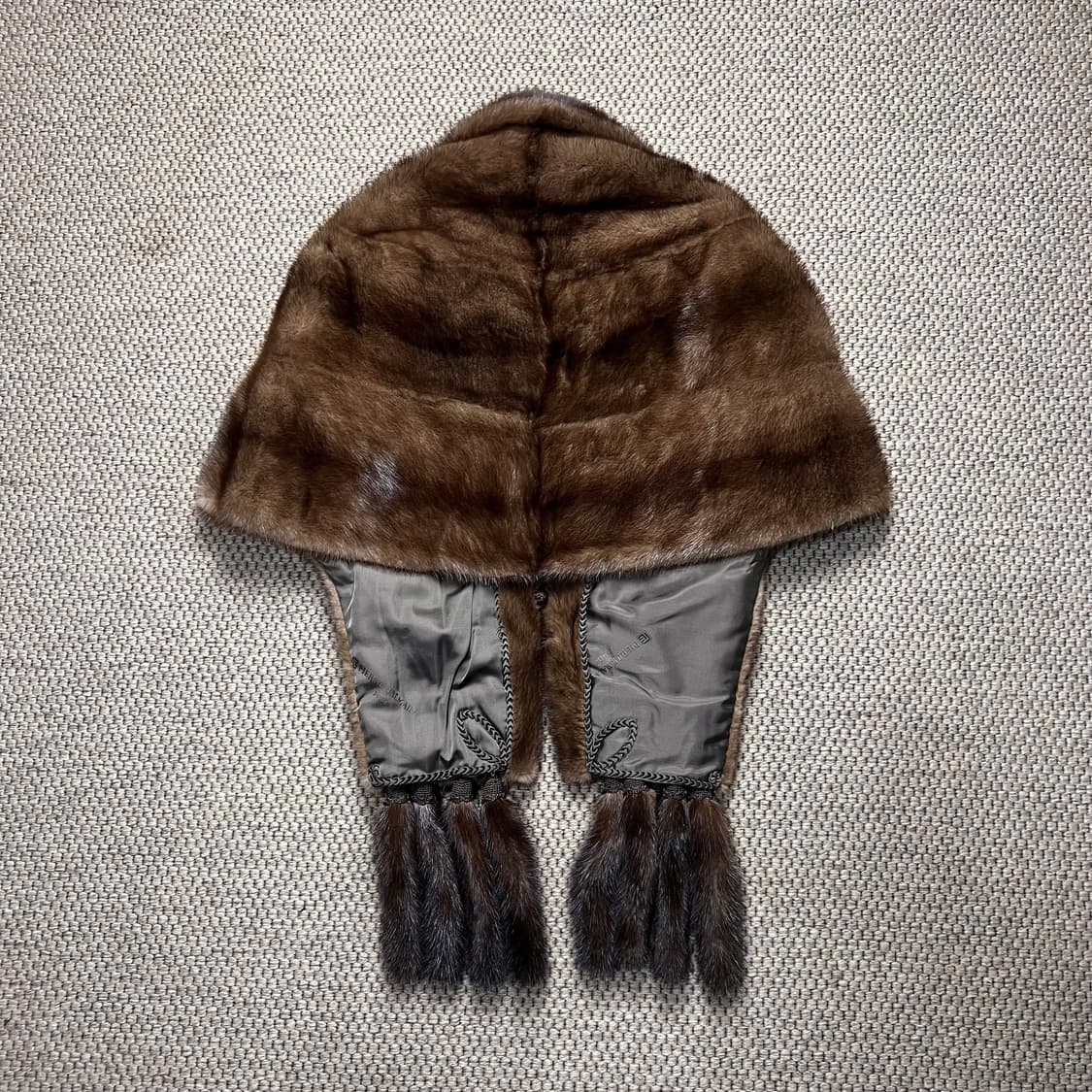 피에르 발망 90s 밍크 숄 케이프 브라운 상품이미지2