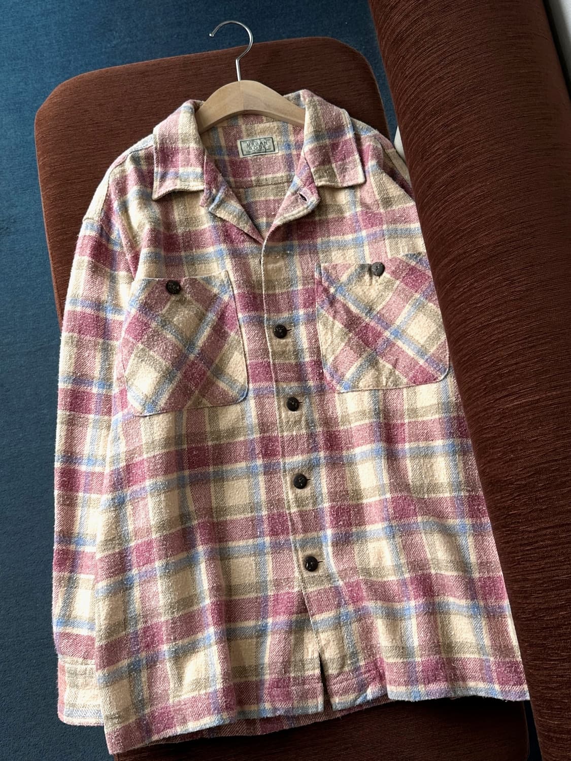 Cotton woven nel check wide shirt 상품이미지5