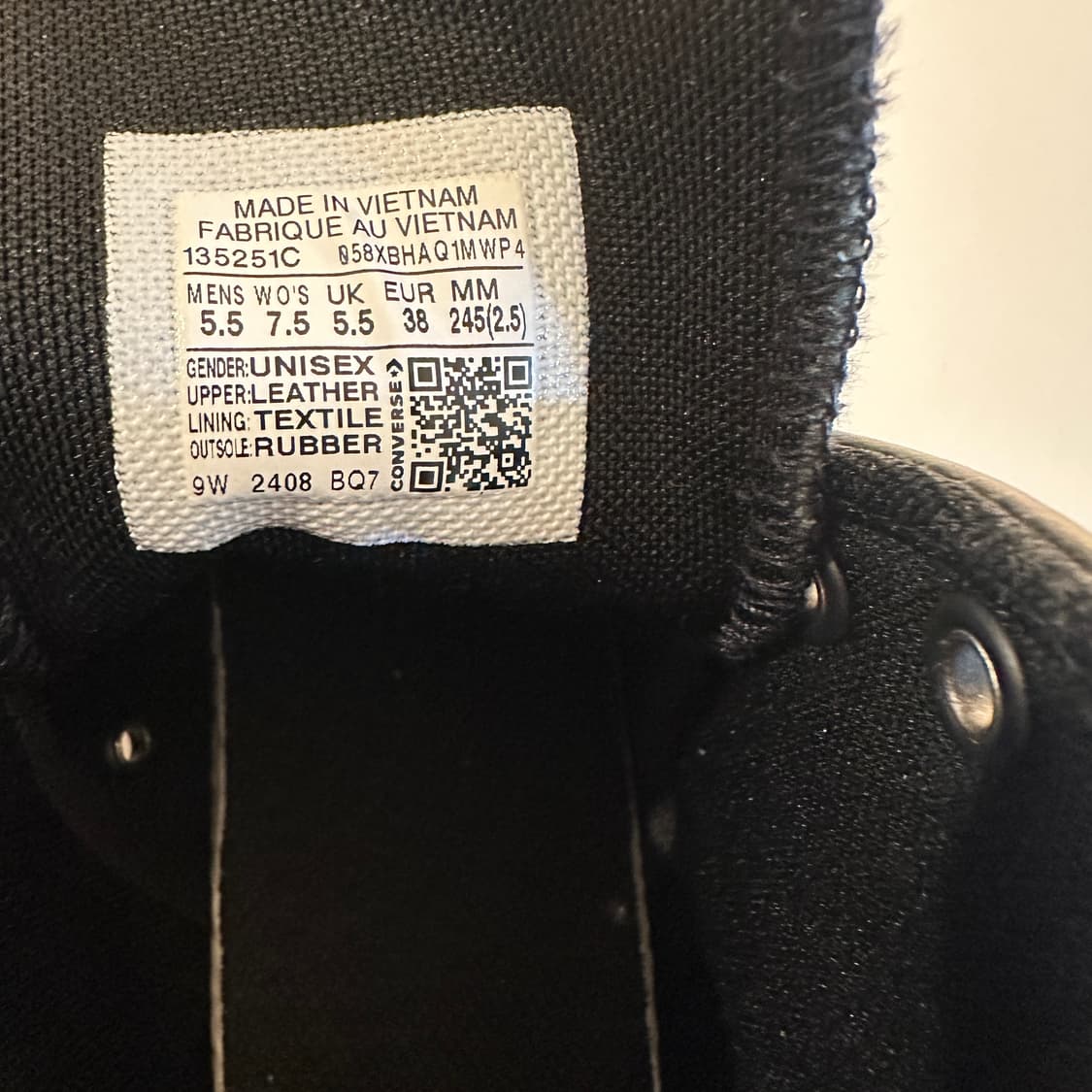 컨버스 하이 레더 올블랙 245 상품이미지6