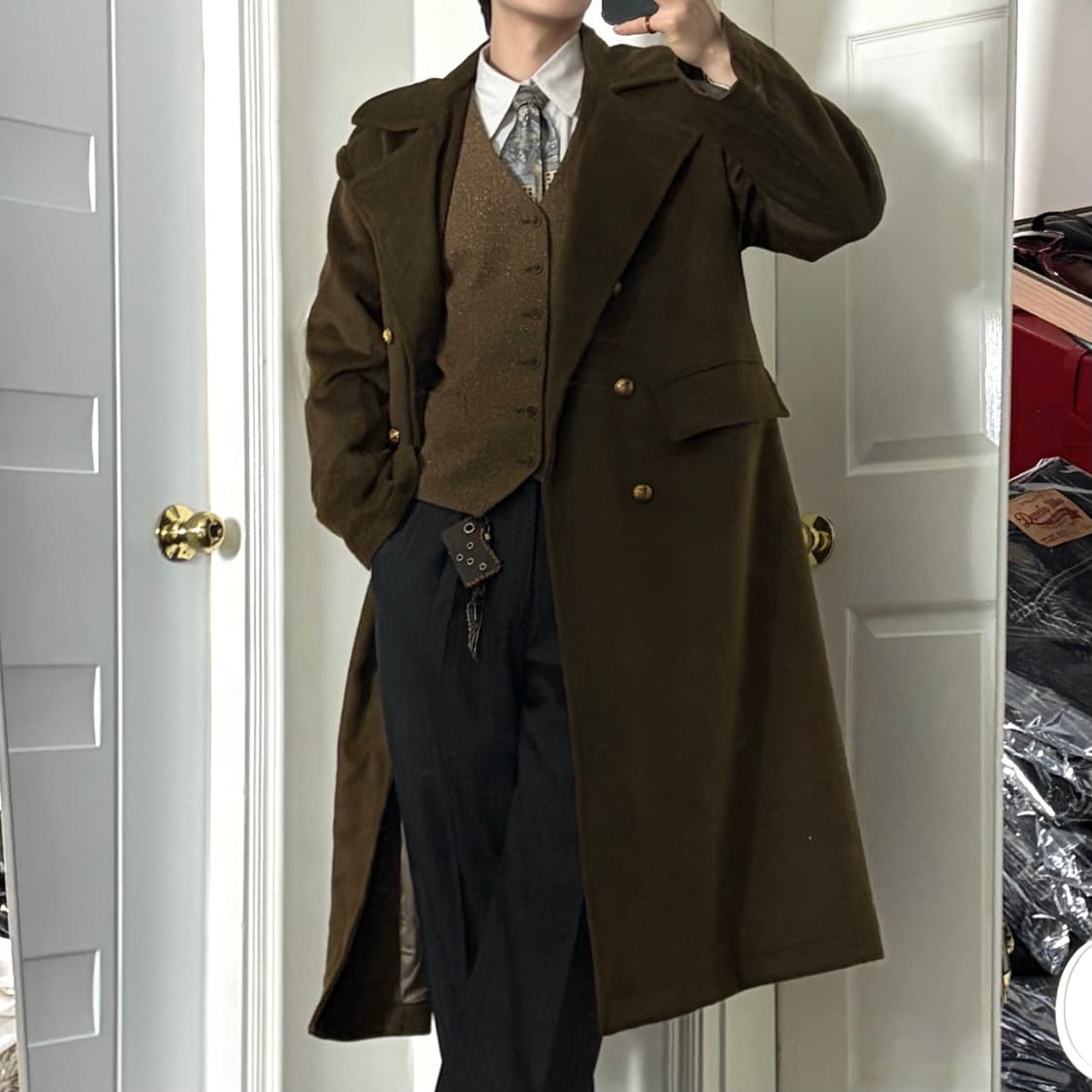 유럽맛 카멜 더블 롱코트 상품이미지2