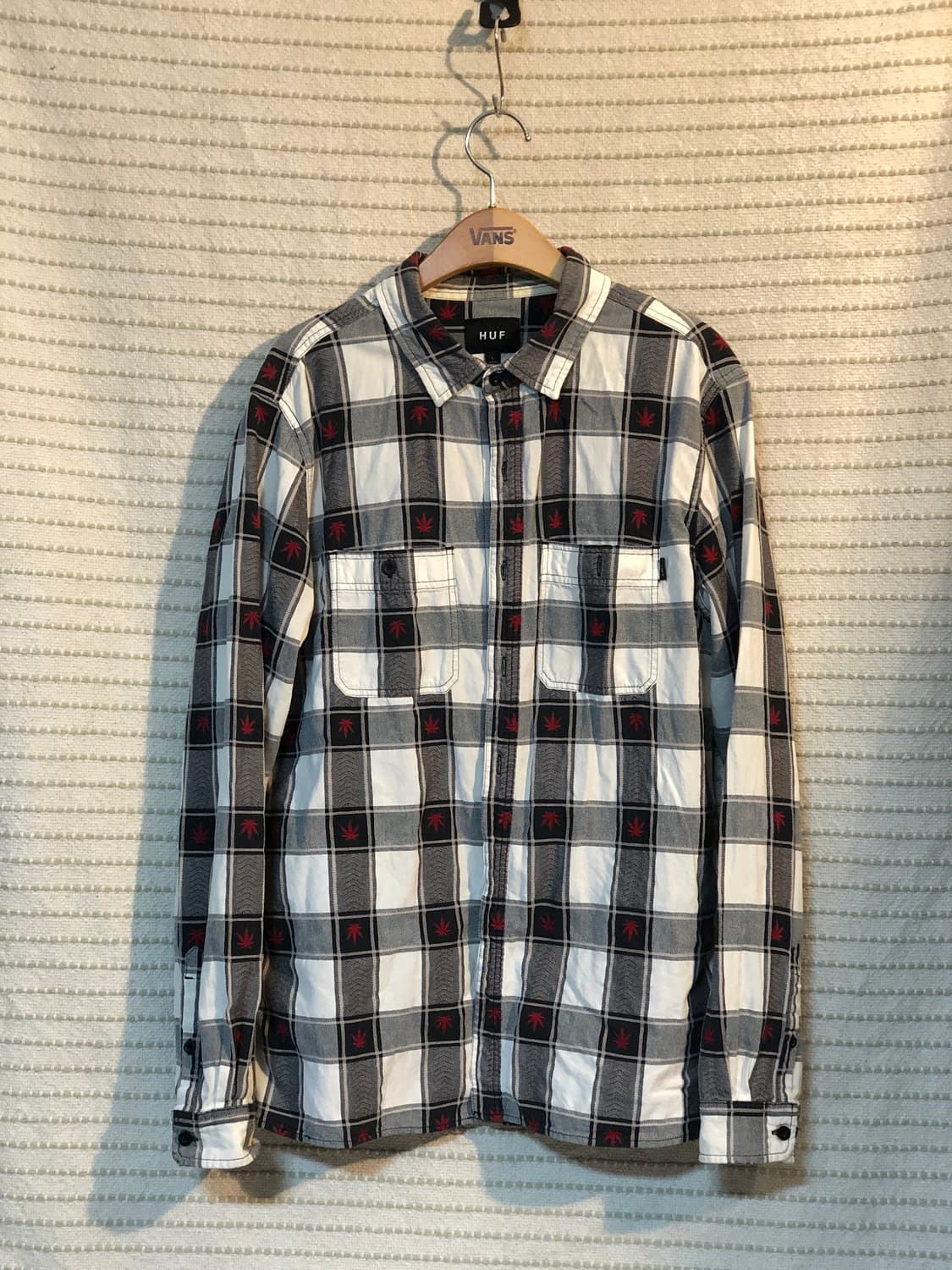 허프 블랙 화이트 체크 패턴 셔츠 L(100) 상품이미지1