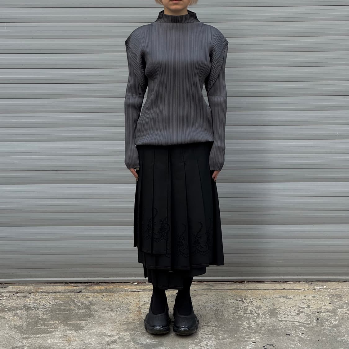 Floral Pleated Black Skirt 상품이미지8