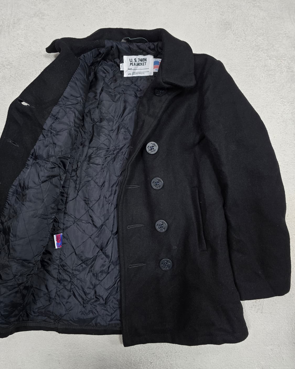 Schott 쇼트 U.S. 740N 블랙 피코트 상품이미지3