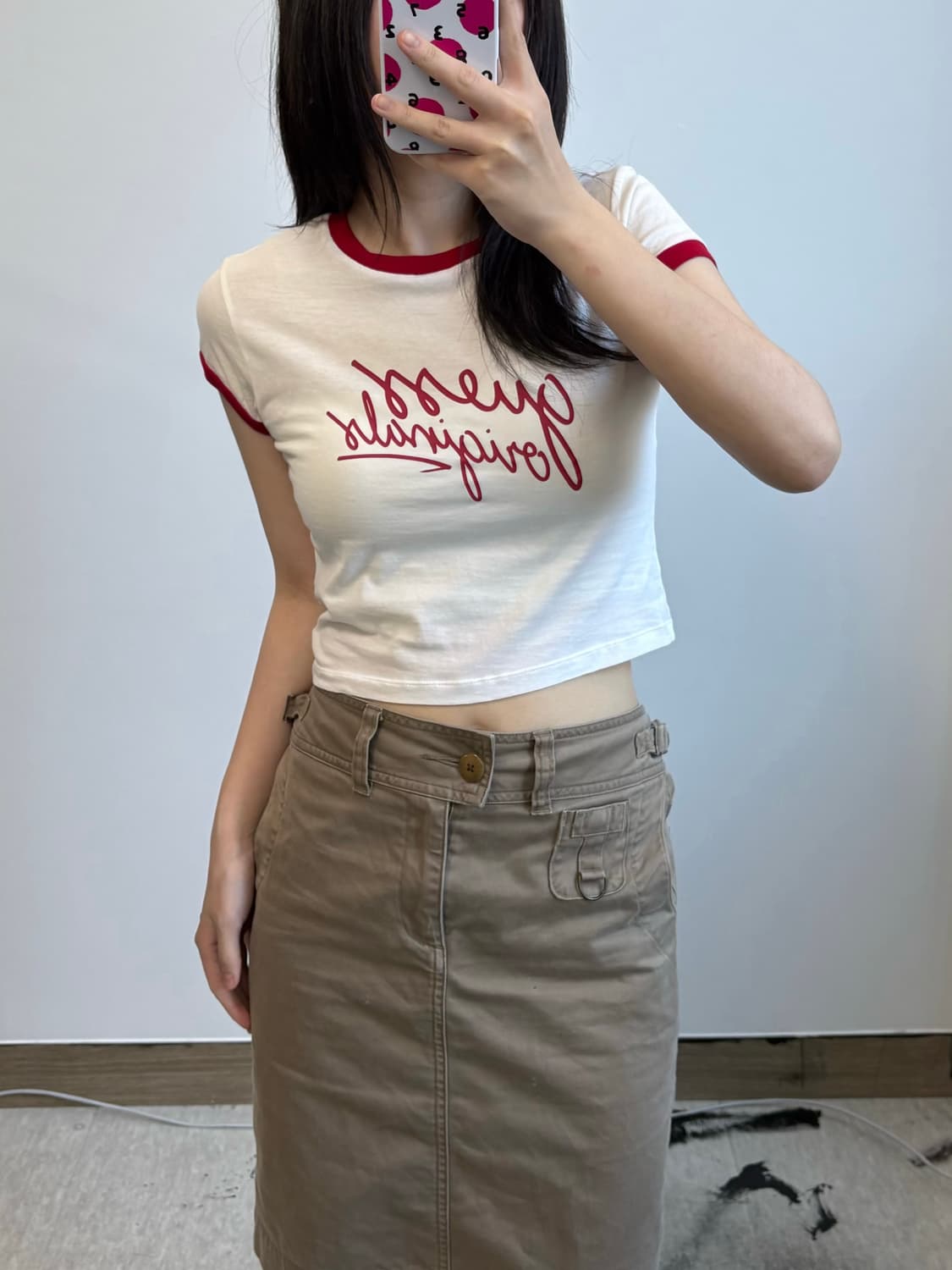 게스 크롭 링거 반팔 티셔츠 상품이미지1