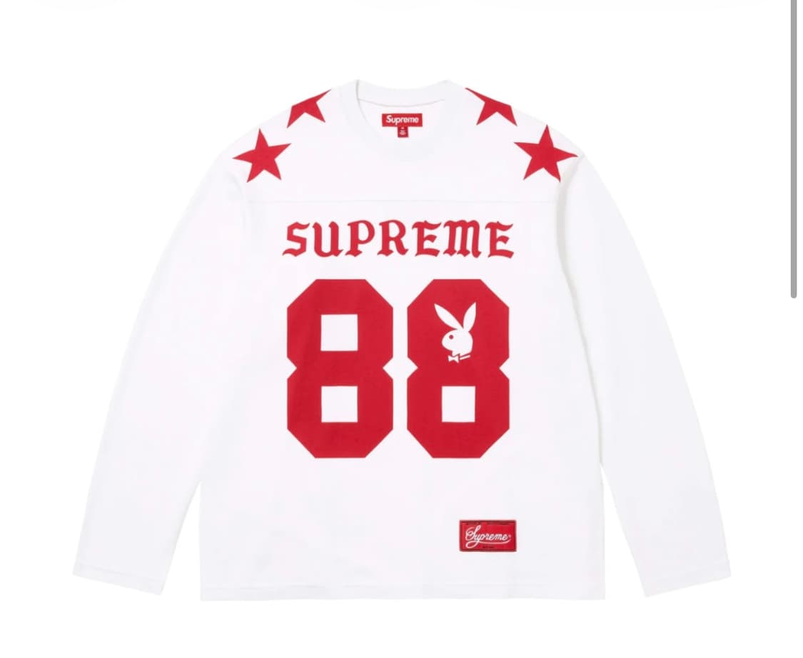 슈프림 플레이보이 롱슬리브 풋볼 탑 화이트 상품이미지1