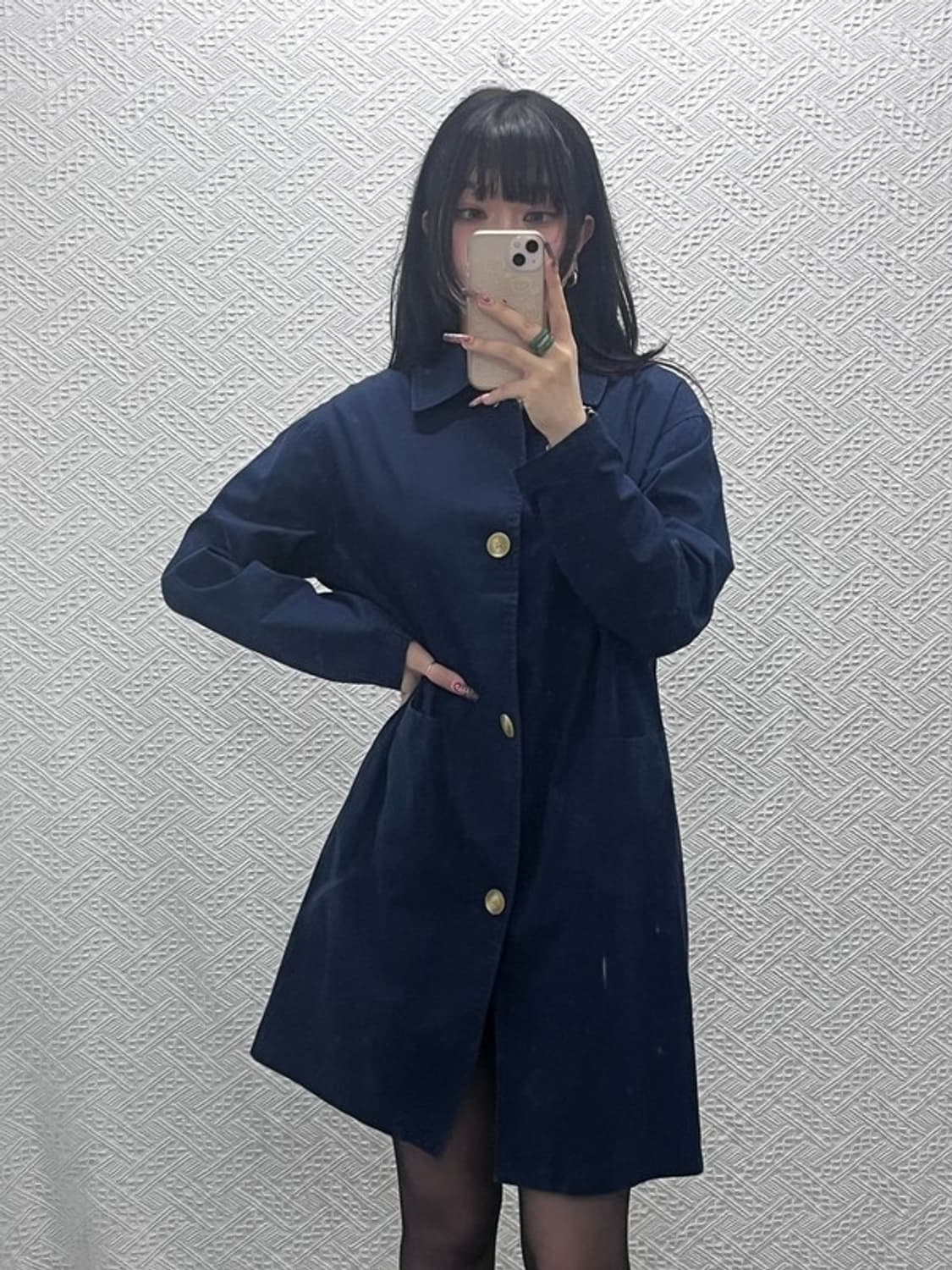 단톤 빈티지 모던시크 태피터 미디 코트 자켓 34 C11856 상품이미지1