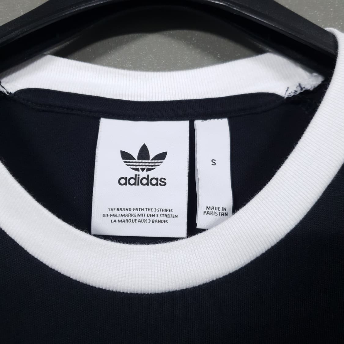 S (90) 아디다스 유로파 파이어버드 로고 삼선 링거티 반팔티 블랙 상품이미지6