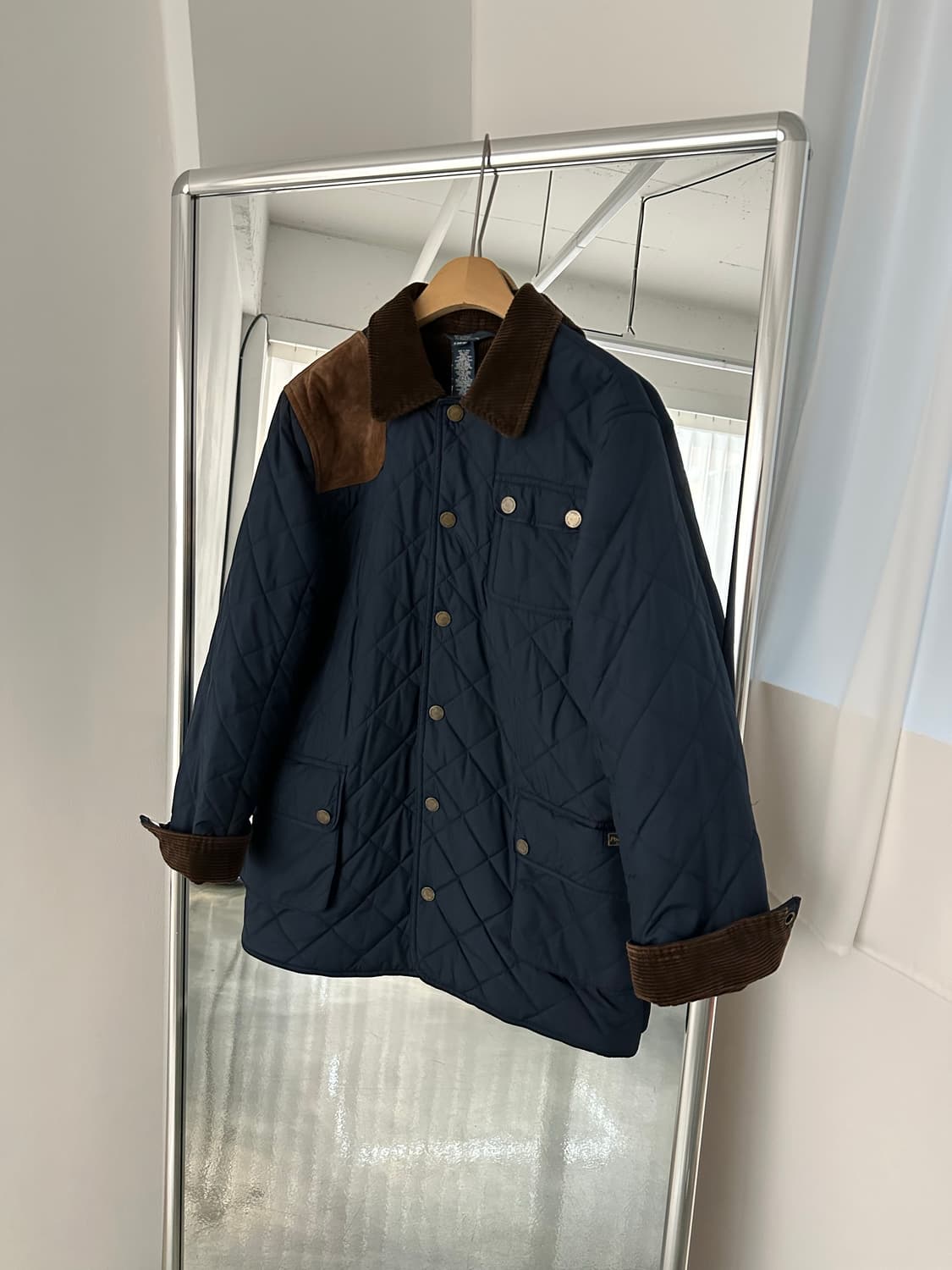 폴로 랄프로렌 캠튼 퀼팅 헌팅 자켓 코듀로이 스웨이드 타탄 체크 네이비 상품이미지1