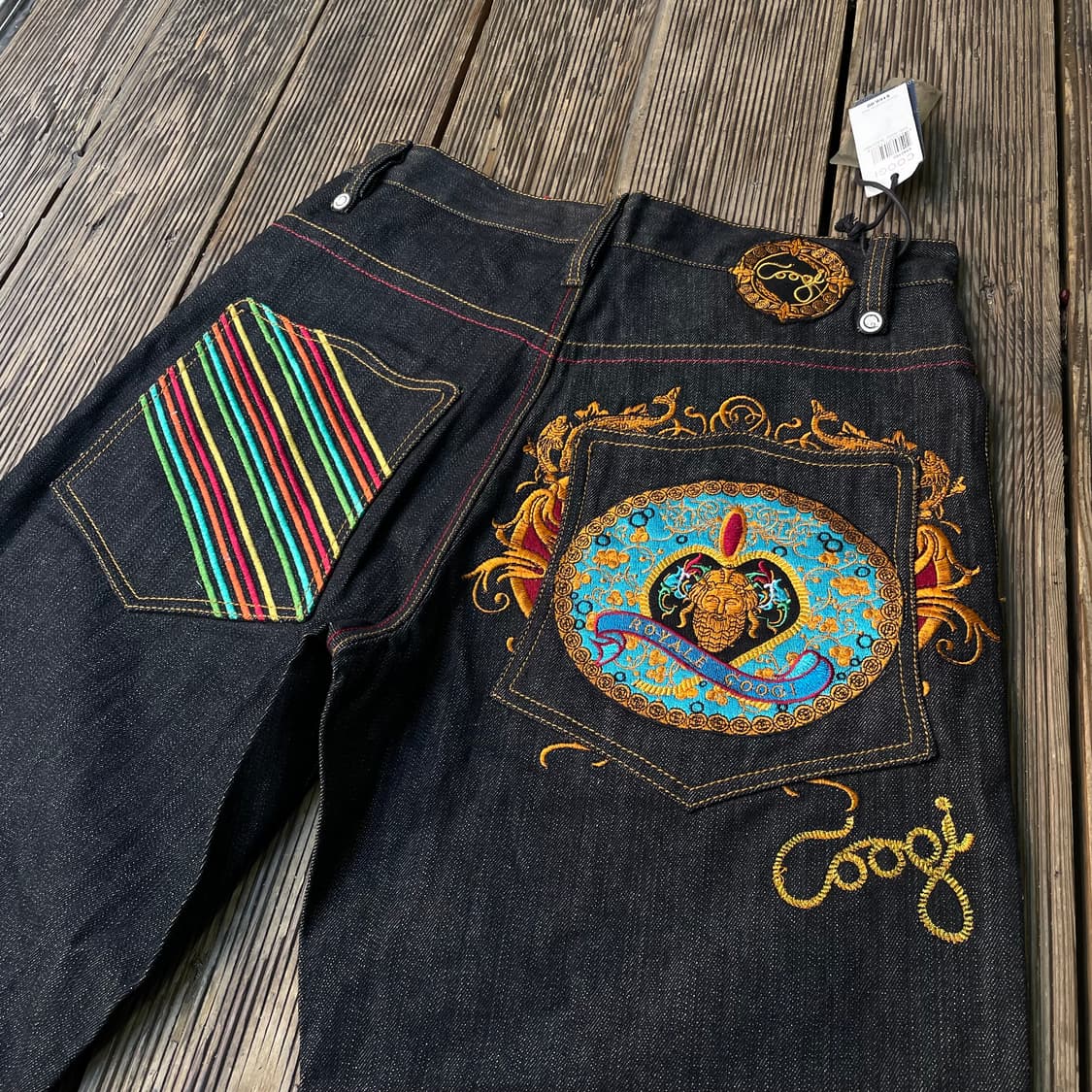 쿠지 자수 흑청 데님팬츠 상품이미지1