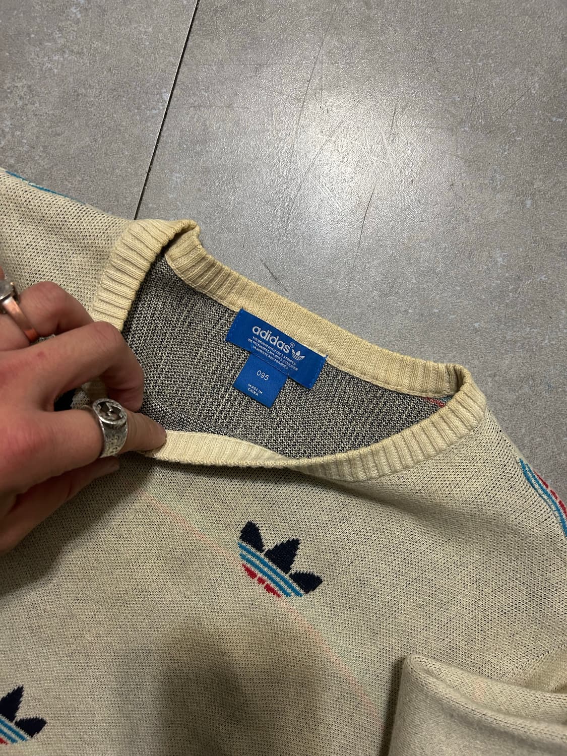 00s 아디다스 멀티 트레포일 빈티지 코튼 니트  95size  상품이미지4