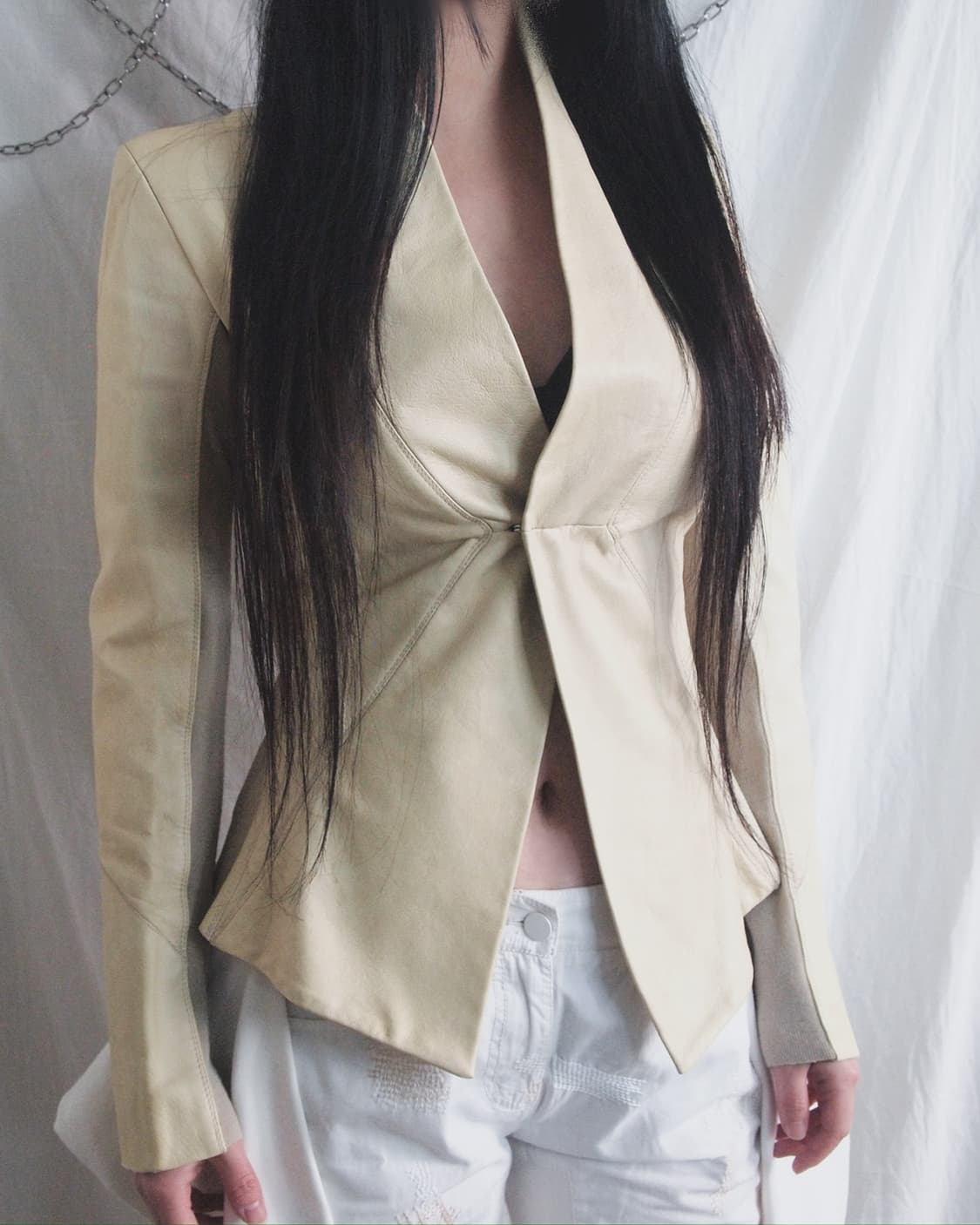 릭오웬스 olmar&mirta asymmetric 레더 블레이져 상품이미지1