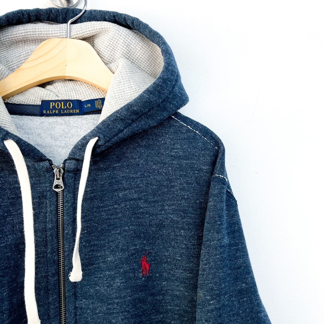 폴로 랄프로렌 신형 포니 멜란지 네이비 써멀 후드집업 상품이미지4