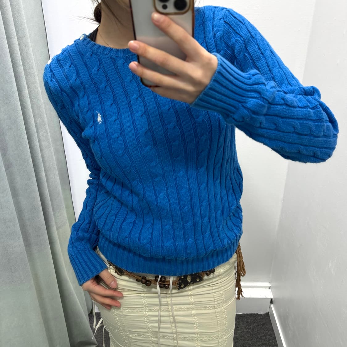 폴로 블루 케이블 니트 상품이미지2