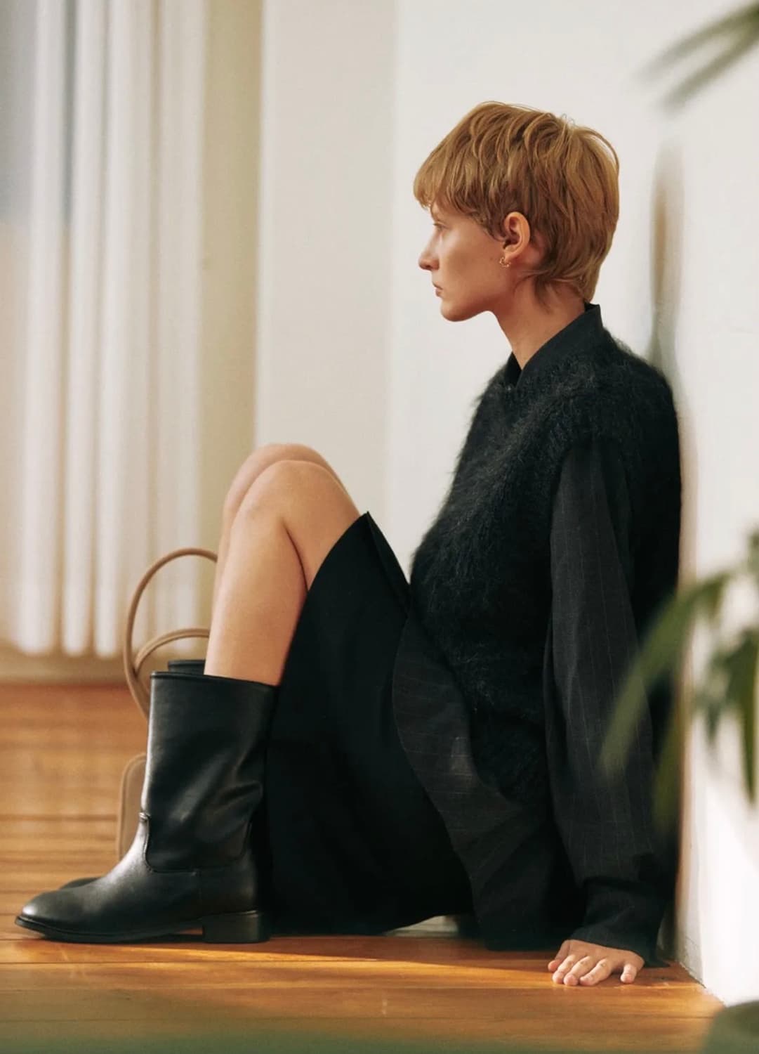 코모레비 뮤지엄 핸드메이드 와이드 클래식 미들 부츠 상품이미지3