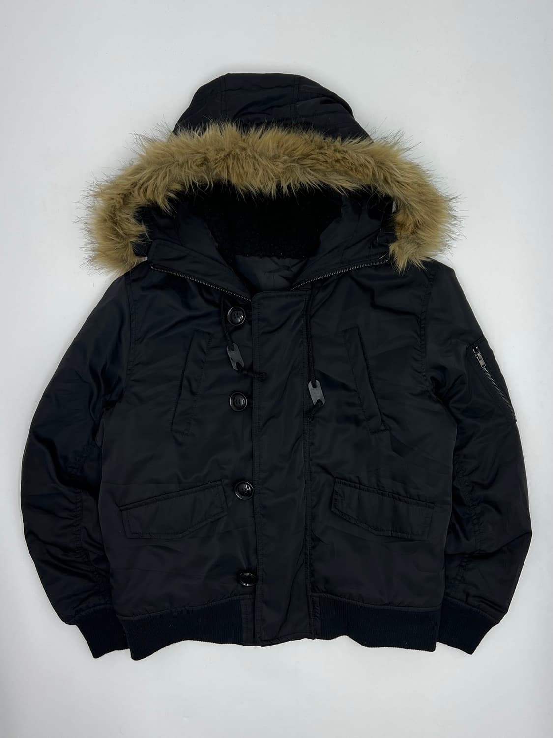 빈티지 퍼 후드 크롭 패딩 상품이미지1