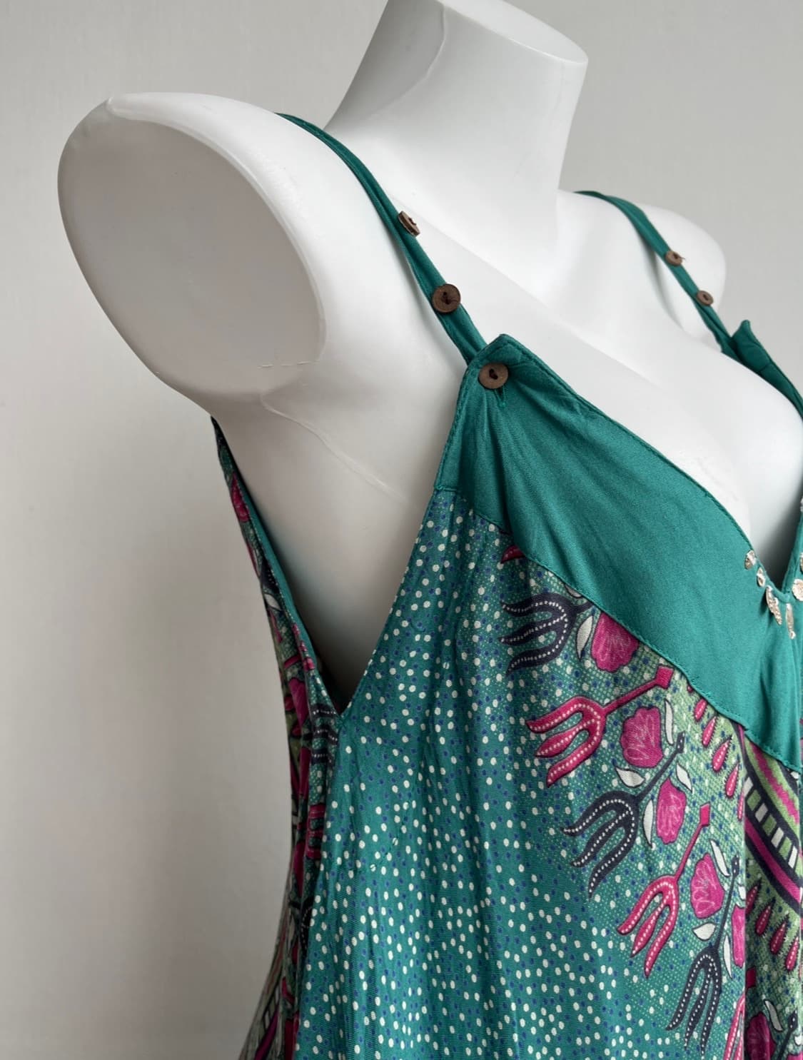 YUL 보헤미안 에메랄드 패턴 루즈 원피스 상품이미지6