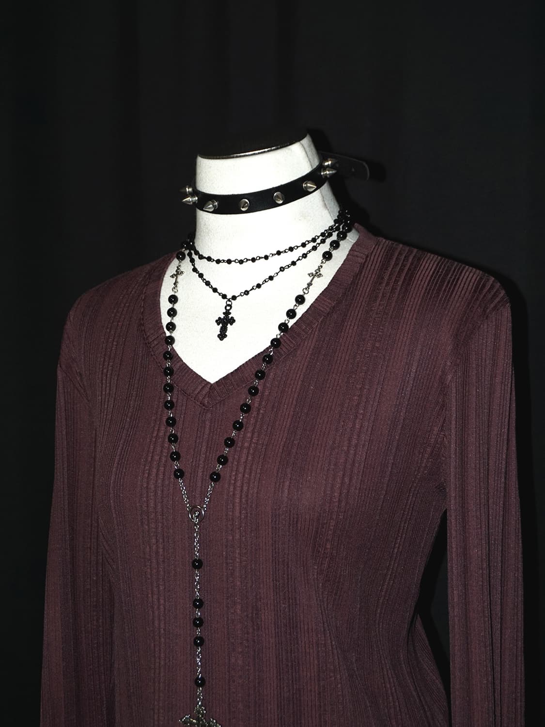 (tornado mart) wine ribbed long sleeve  상품이미지3