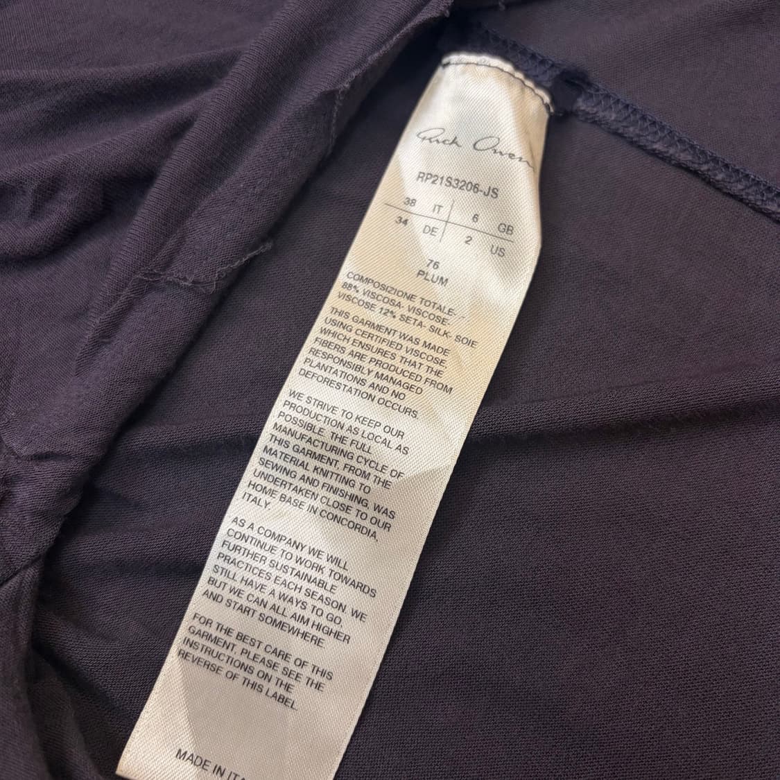 Rick Owens HIKED T PLUM T 릭 오웬스 우먼스 티셔츠  상품이미지5