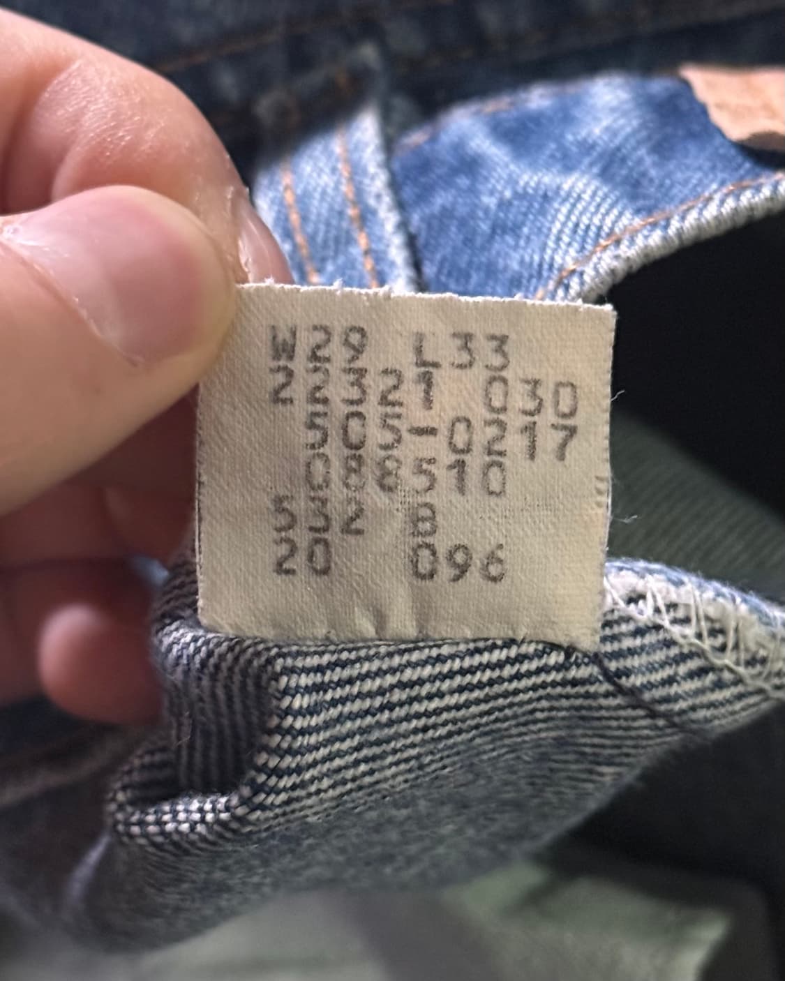 리바이스 505-0217 90‘s 빈티지 워싱 데님 진청 워크 팬츠 29 상품이미지6
