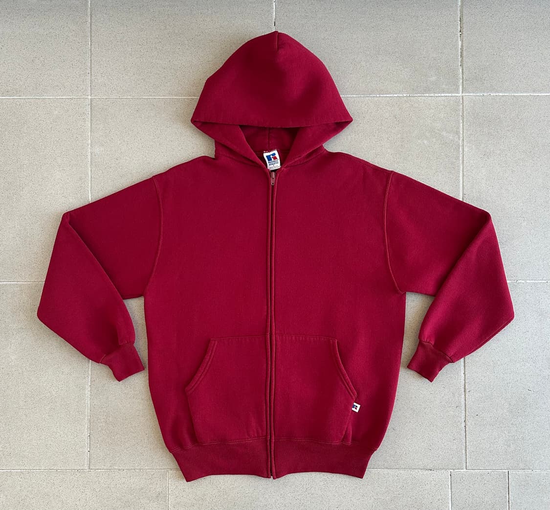 90s 빈티지 러셀 후드집업 레드 L USA 상품이미지1