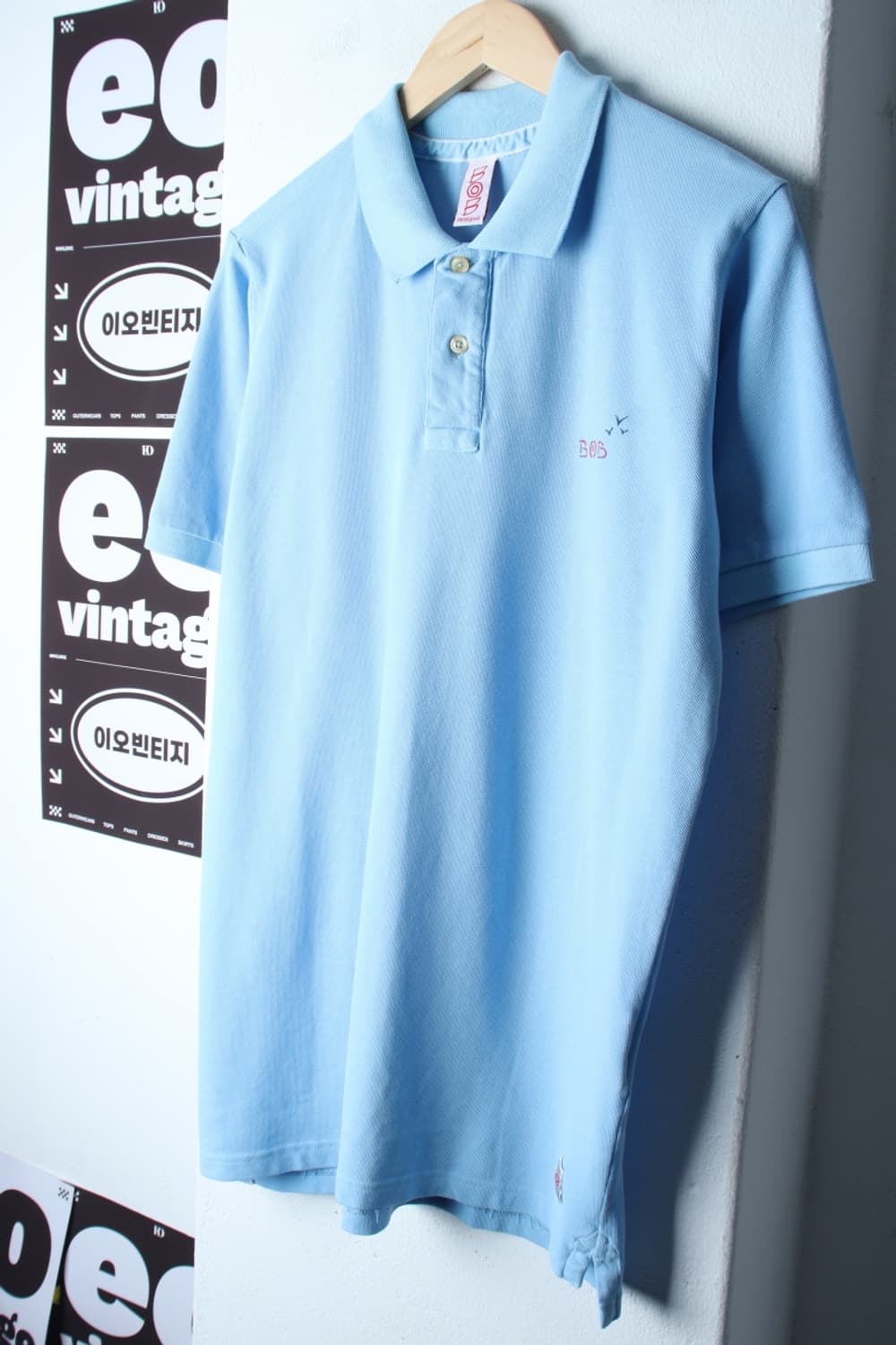 (XL-2XL) 비오비 반팔 카라 티셔츠 연블루 올드스쿨-H33236 상품이미지1