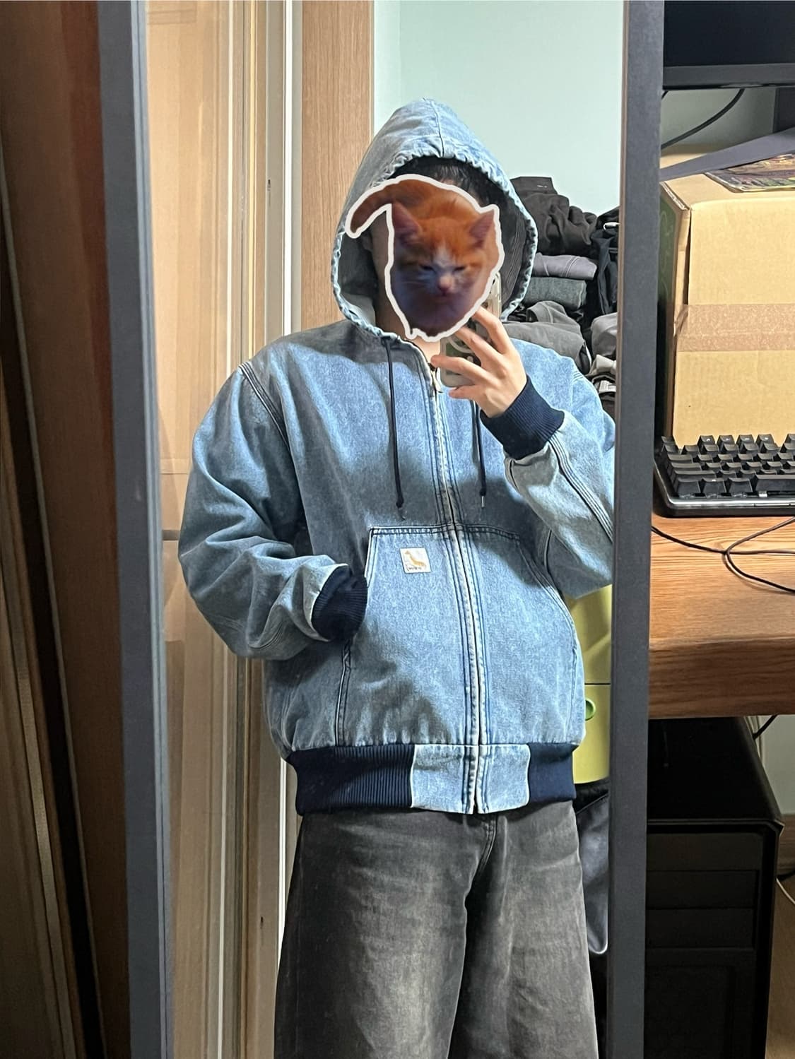 오어슬로우x빔즈 데님 후드 집업 자켓 상품이미지2