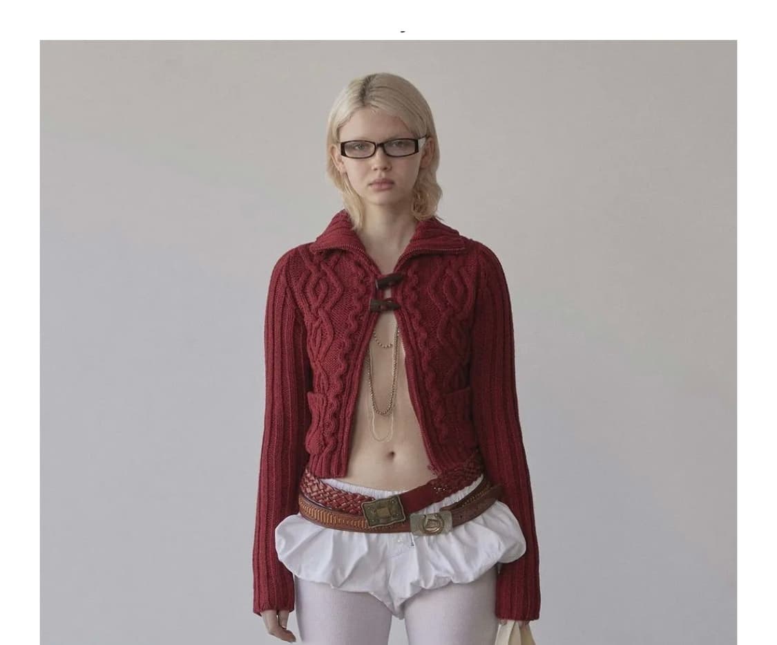 스컬프터 레드 니트 가디건 팔아요 상품이미지1