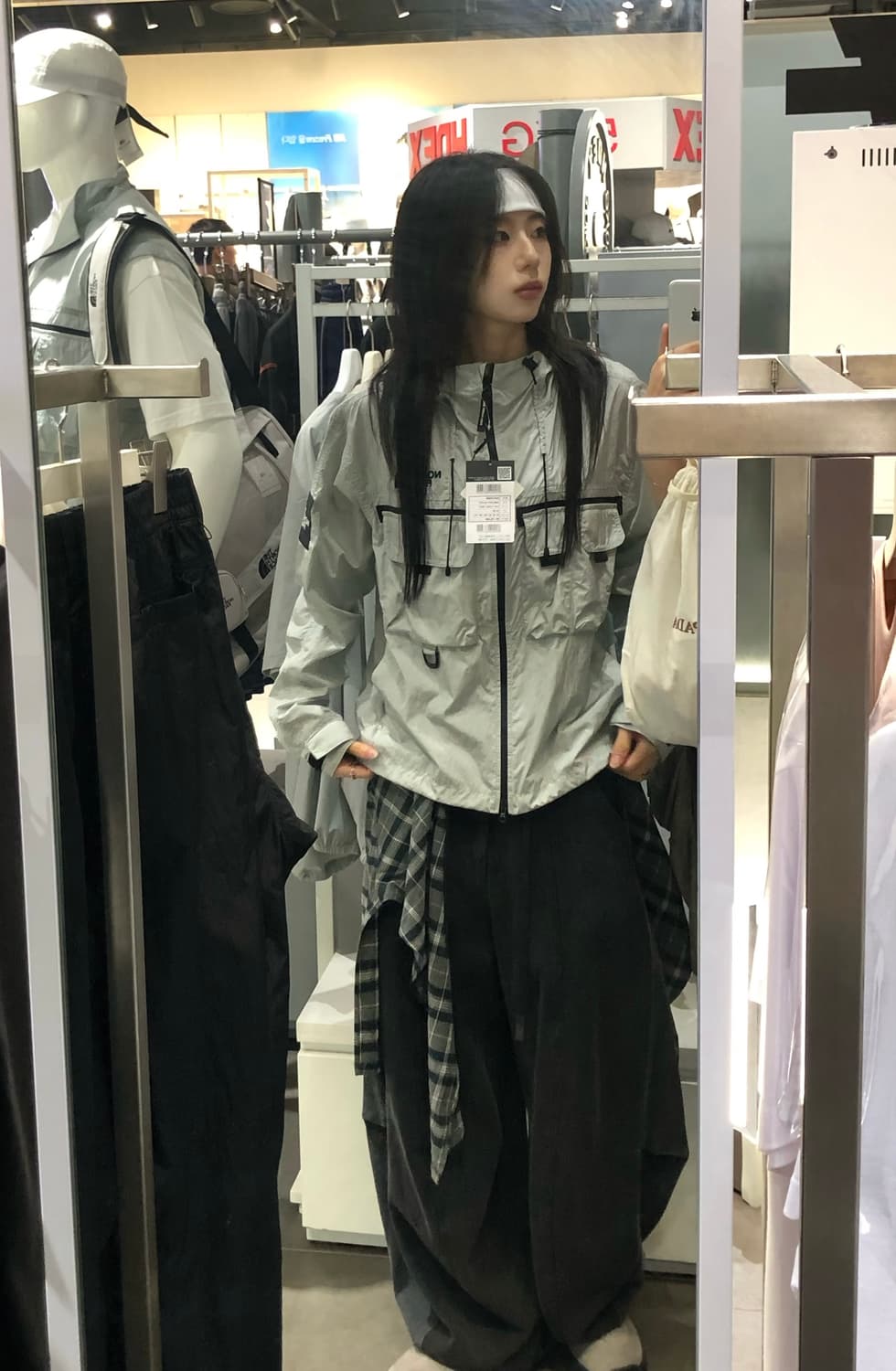 3D Detachable Check Curtain Denim Pants  상품이미지2