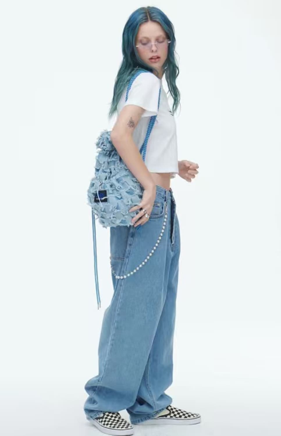 Checkerboard Denim Vagabond Bag 상품이미지2