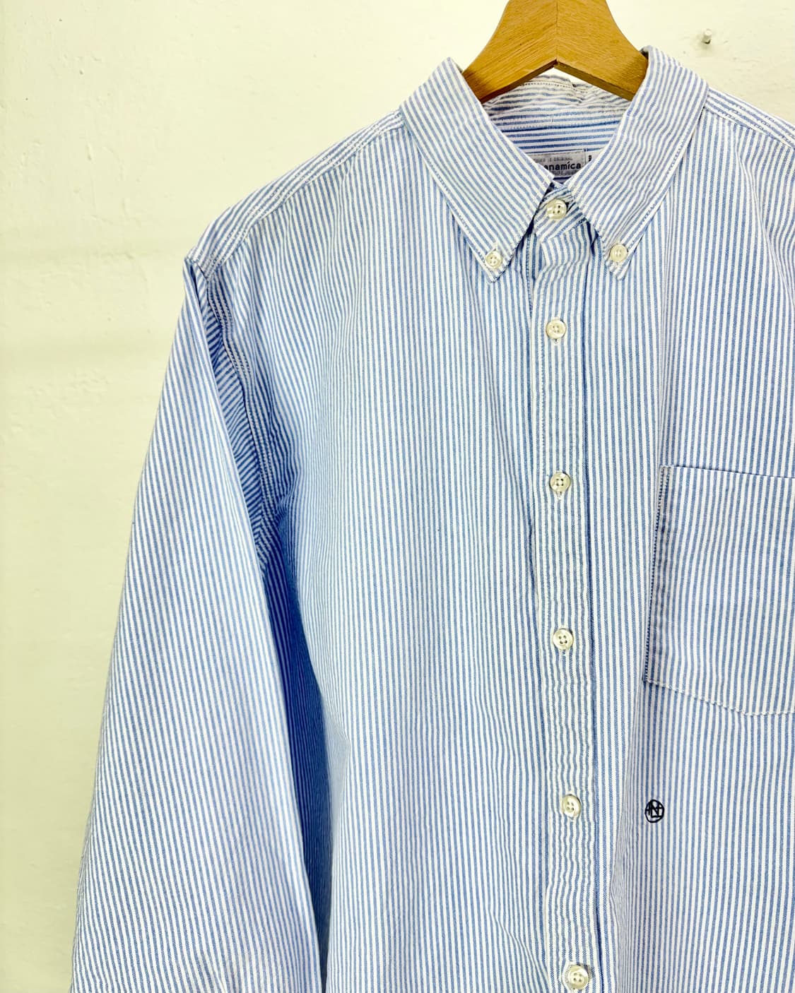 나나미카 스트라이프 블루 버튼 다운 윈드 셔츠 상품이미지2